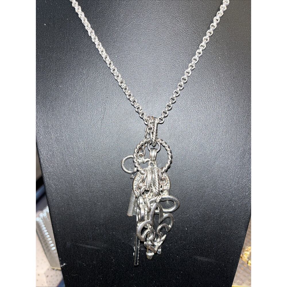 RJ Graziano 36” Multi Charm Necklace Keys Fleur-de-Lis (B2)